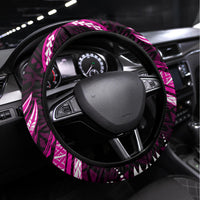 Pink Polynesian Pattern With Tropical Flowers Steering Wheel Cover LT05 Universal Fit Pink - Polynesian Pride