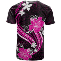 Pink Polynesian Pattern With Tropical Flowers T Shirt LT05 - Polynesian Pride