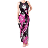 Pink Polynesian Pattern With Tropical Flowers Tank Maxi Dress LT05 Women Pink - Polynesian Pride