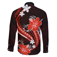 Red Polynesian Pattern With Tropical Flowers Family Matching Short Sleeve Bodycon Dress and Hawaiian Shirt LT05 - Polynesian Pride