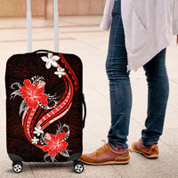 Red Polynesian Pattern With Tropical Flowers Luggage Cover LT05 Red - Polynesian Pride