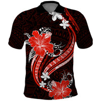 Red Polynesian Pattern With Tropical Flowers Polo Shirt LT05 Red - Polynesian Pride