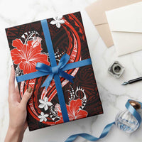 Red Polynesian Pattern With Tropical Flowers Wrapping Paper LT05 - Polynesian Pride
