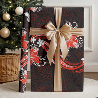 Red Polynesian Pattern With Tropical Flowers Wrapping Paper LT05 - Polynesian Pride