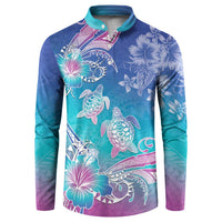 Polynesia Sea Turtle Couple Button Sweatshirt Love Is Life LT05 Blue - Polynesian Pride