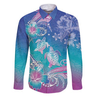 Polynesia Sea Turtle Couple Family Matching Off Shoulder Maxi Dress and Hawaiian Shirt Love Is Life