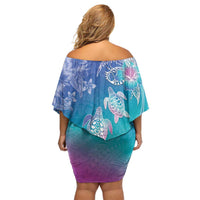 Polynesia Sea Turtle Couple Off Shoulder Short Dress Love Is Life LT05 - Polynesian Pride