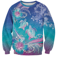 Polynesia Sea Turtle Couple Sweatshirt Love Is Life LT05 Unisex Blue - Polynesian Pride