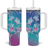 Polynesia Sea Turtle Couple Tumbler With Handle Love Is Life LT05 One Size: 40 oz Blue - Polynesian Pride