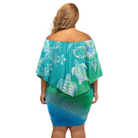 Polynesia Sea Turtle Couple Off Shoulder Short Dress I Am Turtley In Love With You LT05 - Polynesian Pride