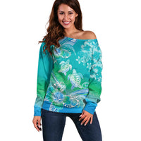 Polynesia Sea Turtle Couple Off Shoulder Sweater I Am Turtley In Love With You