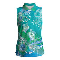 Polynesia Sea Turtle Couple Women Sleeveless Polo Shirt I Am Turtley In Love With You