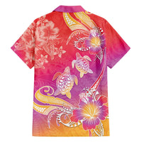 Polynesia Sea Turtle Couple Family Matching Off The Shoulder Long Sleeve Dress and Hawaiian Shirt One Soul One Love