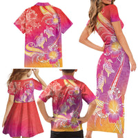 Polynesia Sea Turtle Couple Family Matching Short Sleeve Bodycon Dress and Hawaiian Shirt One Soul One Love