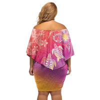 Polynesia Sea Turtle Couple Off Shoulder Short Dress One Soul One Love LT05 - Polynesian Pride