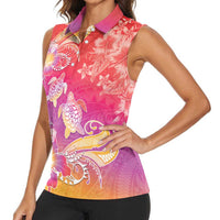 Polynesia Sea Turtle Couple Women Sleeveless Polo Shirt One Soul One Love