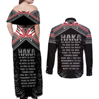 New Zealand Aotearoa Couples Matching Off Shoulder Maxi Dress and Long Sleeve Button Shirt Traditional Kapa Haka