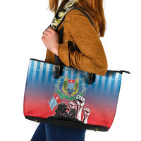 Free West Papua Leather Tote Bag One People One Soul Unique Style LT05 Blue - Polynesian Pride