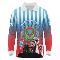 Personalised Free West Papua Long Sleeve Polo Shirt One People One Soul Unique Style LT05 Blue - Polynesian Pride