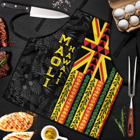 Hawaii Maoli Spirit Apron Kakau Pattern With Flower Lei LT05 Black - Polynesian Pride