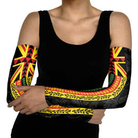 Hawaii Maoli Spirit Arm Sleeves Kakau Pattern With Flower Lei LT05 - Polynesian Pride