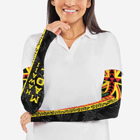 Hawaii Maoli Spirit Arm Sleeves Kakau Pattern With Flower Lei LT05 - Polynesian Pride