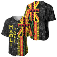 Hawaii Maoli Spirit Baseball Jersey Kakau Pattern With Flower Lei LT05 - Polynesian Pride