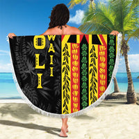 Hawaii Maoli Spirit Beach Blanket Kakau Pattern With Flower Lei - Polynesian Pride