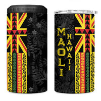 Hawaii Maoli Spirit 4 in 1 Can Cooler Tumbler Kakau Pattern With Flower Lei - Polynesian Pride