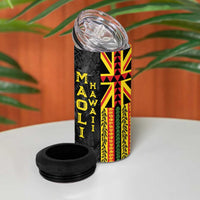 Hawaii Maoli Spirit 4 in 1 Can Cooler Tumbler Kakau Pattern With Flower Lei - Polynesian Pride