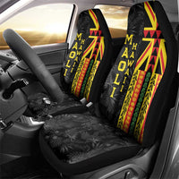 Hawaii Maoli Spirit Car Seat Cover Kakau Pattern With Flower Lei - Polynesian Pride