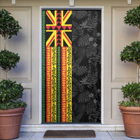 Hawaii Maoli Spirit Door Cover Kakau Pattern With Flower Lei - Polynesian Pride