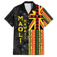Hawaii Maoli Spirit Family Matching Off The Shoulder Long Sleeve Dress and Hawaiian Shirt Kakau Pattern With Flower Lei - Polynesian Pride