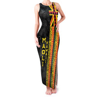 Hawaii Maoli Spirit Family Matching Tank Maxi Dress and Hawaiian Shirt Kakau Pattern With Flower Lei - Polynesian Pride