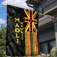 Hawaii Maoli Spirit Garden Flag Kakau Pattern With Flower Lei - Polynesian Pride