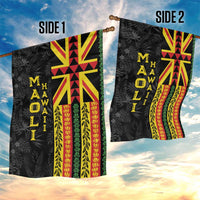 Hawaii Maoli Spirit Garden Flag Kakau Pattern With Flower Lei - Polynesian Pride