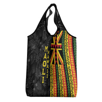 Hawaii Maoli Spirit Grocery Bag Kakau Pattern With Flower Lei - Polynesian Pride