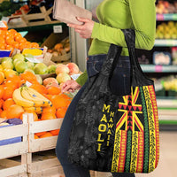 Hawaii Maoli Spirit Grocery Bag Kakau Pattern With Flower Lei - Polynesian Pride