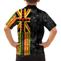 Hawaii Maoli Spirit Kid Hawaiian Shirt Kakau Pattern With Flower Lei LT05 - Polynesian Pride