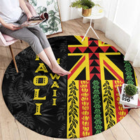 Hawaii Maoli Spirit Round Carpet Kakau Pattern With Flower Lei LT05 - Polynesian Pride