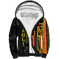 Hawaii Maoli Spirit Sherpa Hoodie Kakau Pattern With Flower Lei - Polynesian Pride