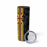 Hawaii Maoli Spirit Skinny Tumbler Kakau Pattern With Flower Lei - Polynesian Pride
