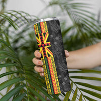 Hawaii Maoli Spirit Skinny Tumbler Kakau Pattern With Flower Lei - Polynesian Pride