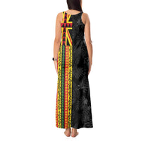 Hawaii Maoli Spirit Tank Maxi Dress Kakau Pattern With Flower Lei - Polynesian Pride