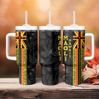 Hawaii Maoli Spirit Tumbler With Handle Kakau Pattern With Flower Lei - Polynesian Pride