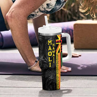 Hawaii Maoli Spirit Tumbler With Handle Kakau Pattern With Flower Lei - Polynesian Pride