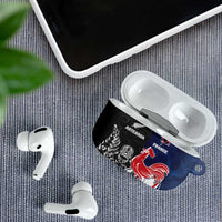 France And New Zealand Rugby AirPods Case Les Bleus Rooster With Maori Tiki - Polynesian Pride
