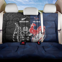 France And New Zealand Rugby Back Car Seat Cover Les Bleus Rooster With Maori Tiki - Polynesian Pride