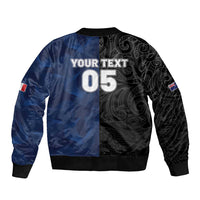 France And New Zealand Rugby Custom Bomber Jacket Les Bleus Rooster With Maori Tiki - Polynesian Pride