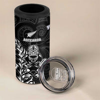 France And New Zealand Rugby Custom 4 in 1 Can Cooler Tumbler Les Bleus Rooster With Maori Tiki - Polynesian Pride